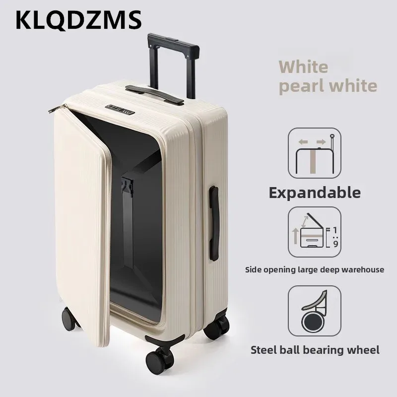 klqdzms 20 "22" 24 "26" 28 pouces bagages de voyage abs + boîtier d'embarquement pc extensible ouverture avant boîtier de chariot pour ordinateur portable valise de cabine
