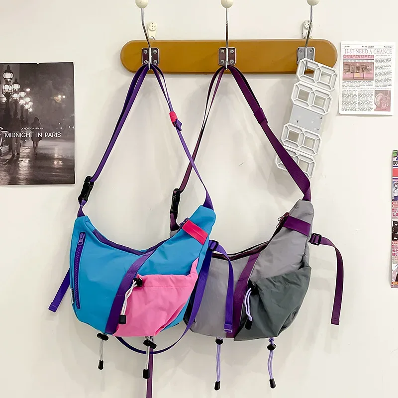 sacs à bandoulière multifonctions réglables et imperméables de couleur contrastée pour femmes, mode coréenne, sac à bandoulière léger pour l'extérieur