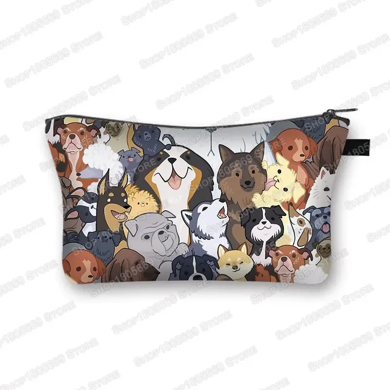 kawaii dessin animé chat chien trousse à cosmétiques mignon chaton chiot sacs de maquillage femmes sacs de toilette pochette rouge à lèvres pochette fille sac à cosmétiques