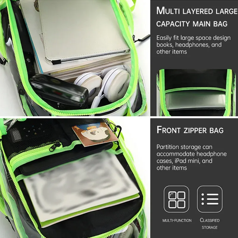 sac à dos transparent en pvc pour l'été, imperméable, pour la natation, la plage, la randonnée en extérieur, les concerts, sac à dos tendance avec fenêtre de visualisation