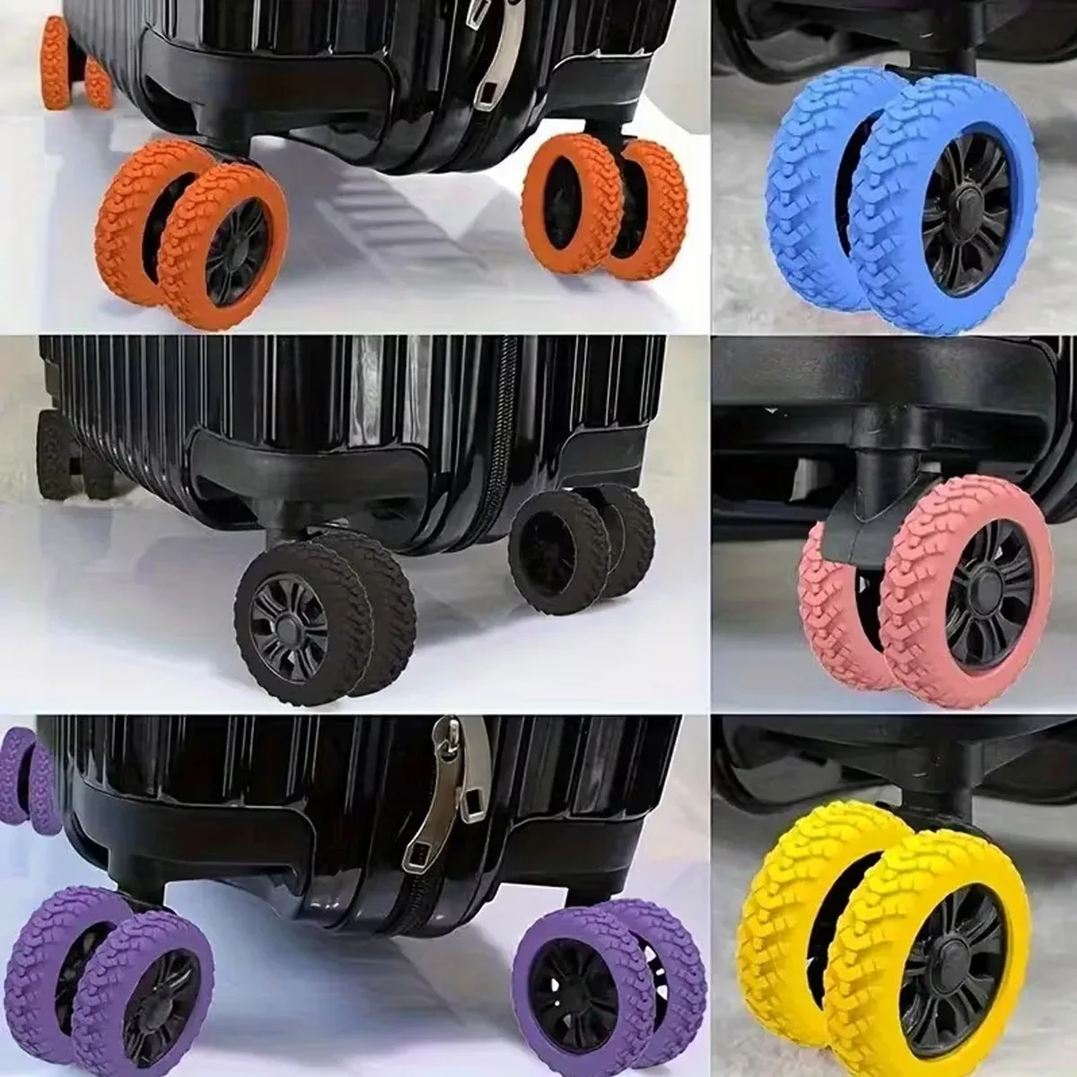 8 protections de roues de valise en caoutchouc pour roues pivotantes, couvre-roues silencieux pour bagages, accessoires de voyage pratiques