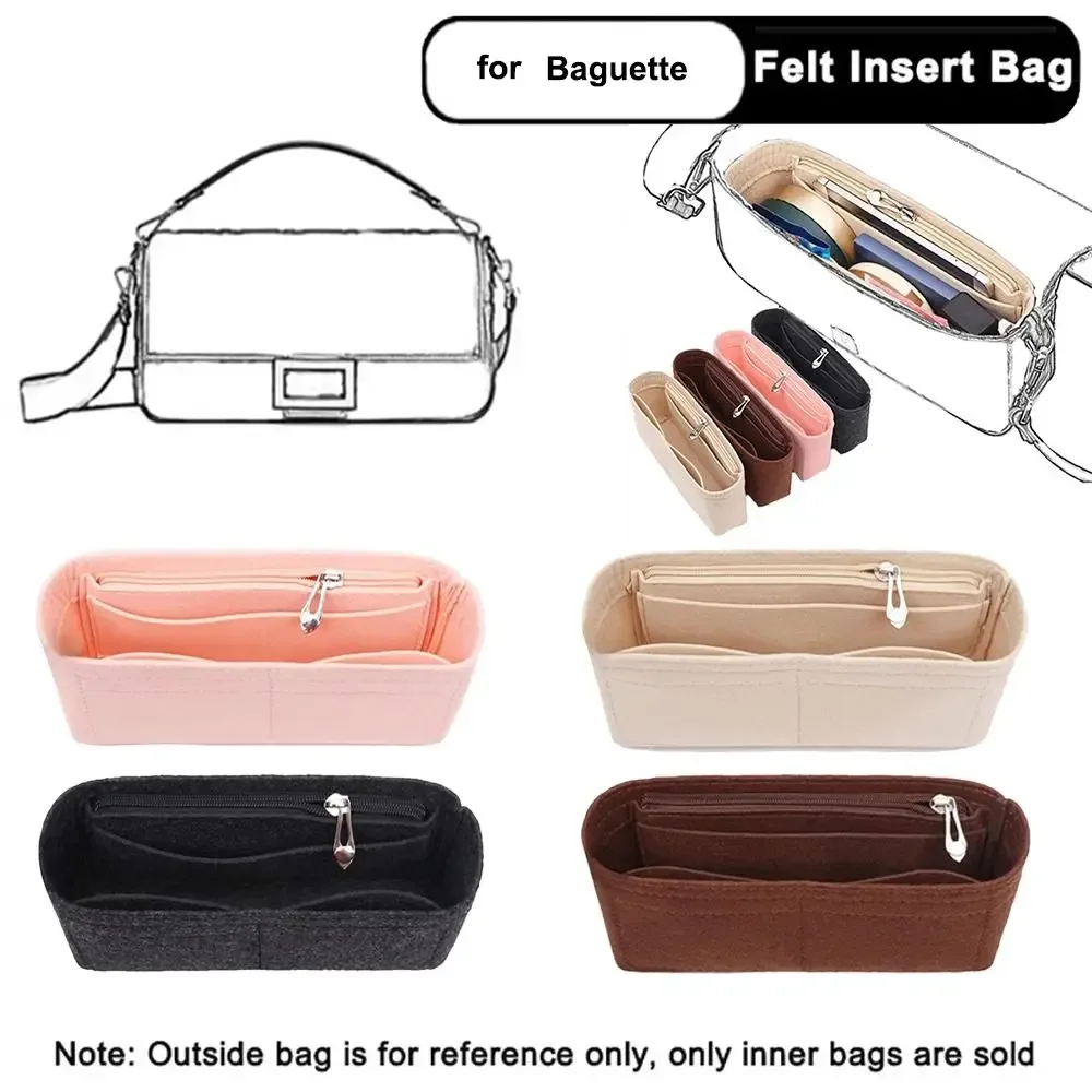 1 pièces multi-poches sac organisateur pour Baguette sac de rangement sac intérieur doublure sac feutre insérer sac à main organisateur sacs à cosmétiques