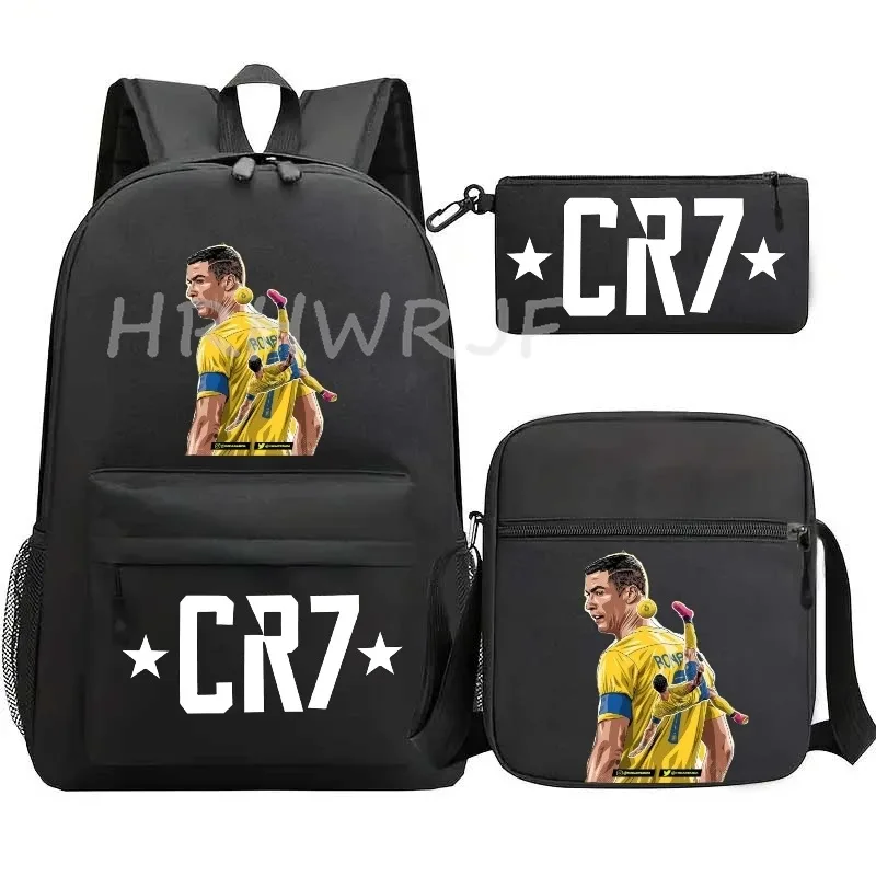 ensemble de sacs à dos imprimés sports cr7 pour adolescents, sacs d'école décontractés adaptés aux garçons et aux filles, mochilas de voyage légères