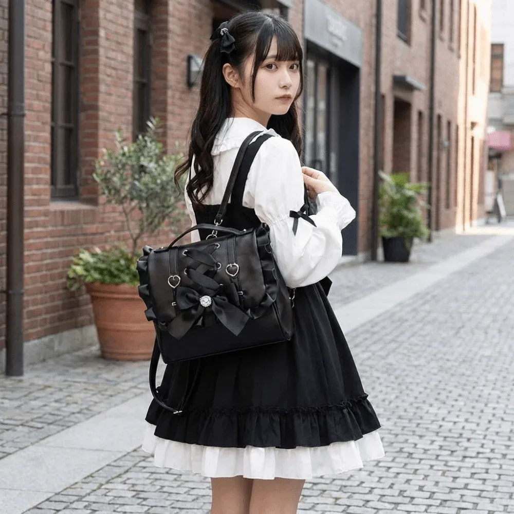 sac à dos simple avec nœud, grande capacité, style y2k, sac à bandoulière, sac à main, sac d'école, sac de voyage