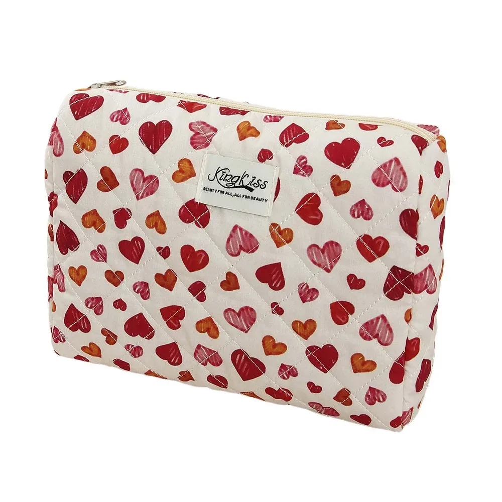 trousse de maquillage matelassée en coton imprimé floral, trousse à cosmétiques multifonctionnelle à imprimé léopard, portefeuille de voyage de plusieurs tailles