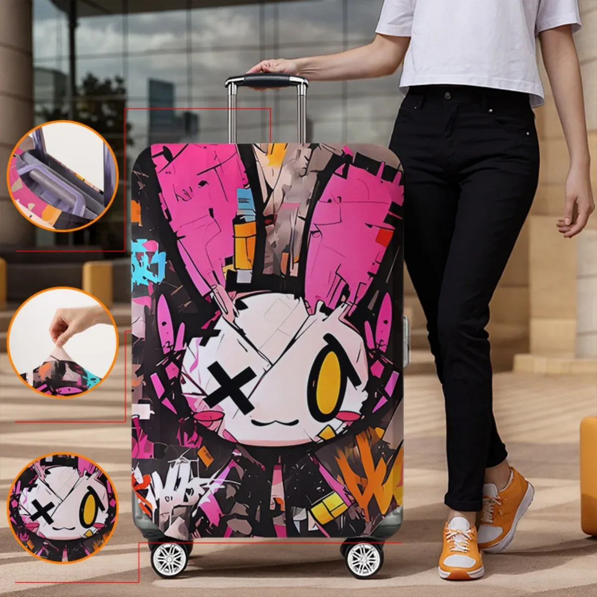 Housse de protection pour bagages à motif animal, ensemble adapté aux housses de bagages de 18 à 32 pouces, housse de poignée de valise, accessoires de voyage
