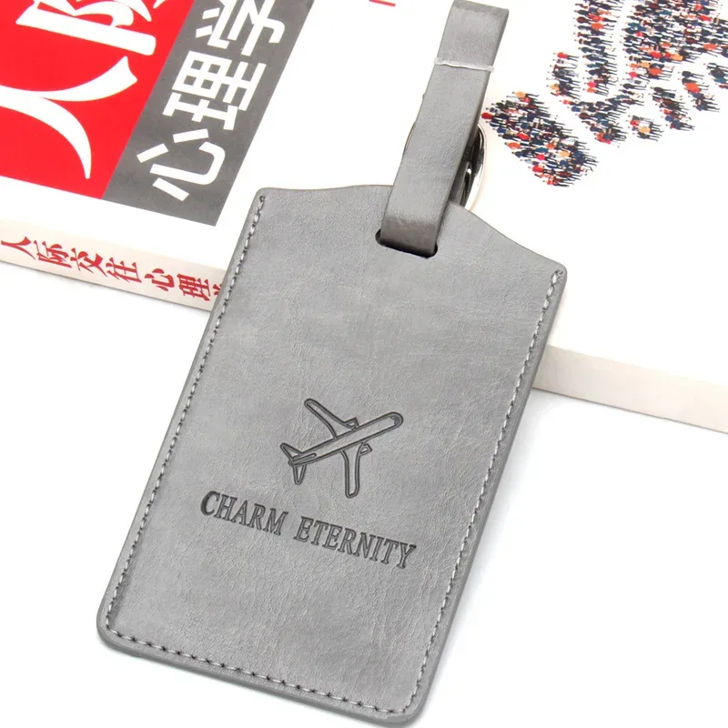 étiquette de bagage créative en cuir épais pour carte d'embarquement d'avion, étiquette de bagage pour valise de voyage, étiquette de bagage mignonne, étiquette nominative et d'adresse