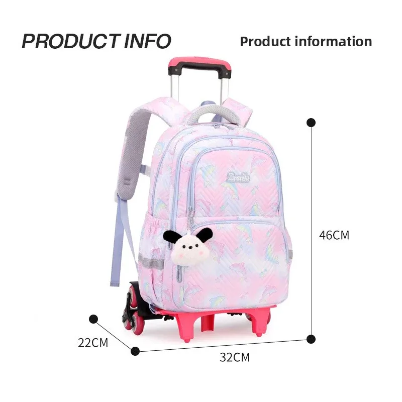 sac à dos scolaire à roulettes pour enfants, sacs d'écoliers pour filles, sac à roulettes mignon, cartable à roulettes pour enfants