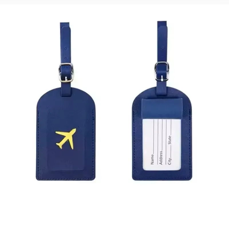 étiquette de bagage de voyage en avion, estampage à chaud, étiquette de sac à main épaisse en cuir pu, couverture de passeport