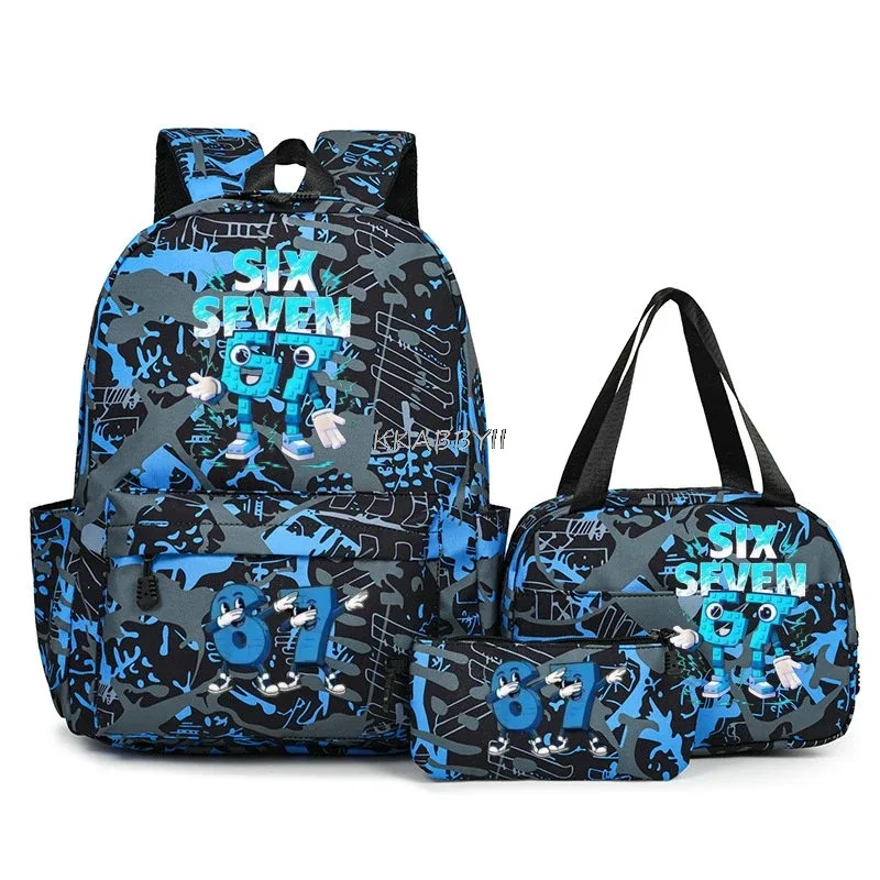 lot de 3 sacs à dos imprimés 67 six seven, style simple, légers, pour garçons et filles, sacs d'école amusants avec le numéro 67, sacs de voyage, mochilas