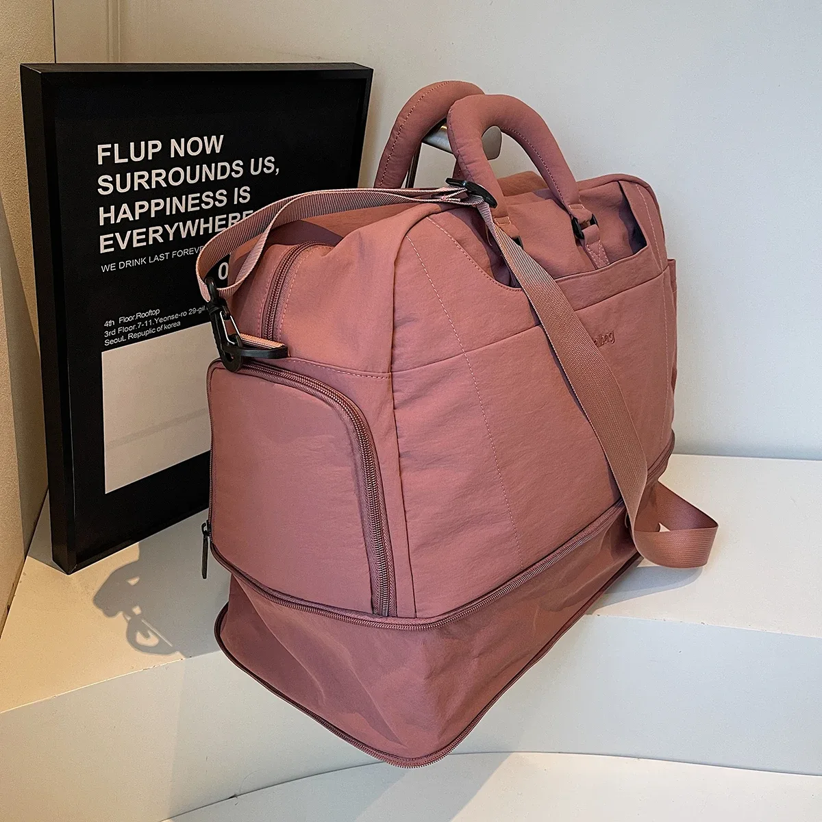 sac de voyage portable extensible pour hommes et femmes, sac à bagages léger de grande capacité pour courtes distances, boîtier de chariot de voyage fitness avec sac supplémentaire et compartiment à chaussures