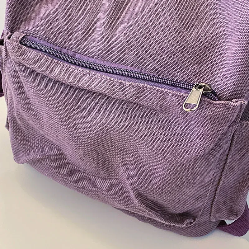 sacs à dos en toile solide pour femmes, sacs de loisirs ou de voyage, cartables de gril de style coréen, sacs d'école en tissu mignon, unisexe, 100% coton