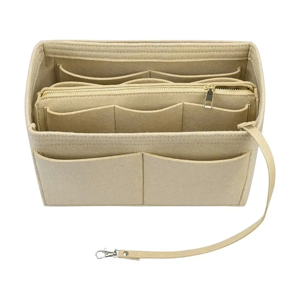 sac à main léger en feutre, organisateur de cosmétiques, conteneur de toilette, sacs de rangement, fermeture éclair, sac à main multi-poches, rangement de toilette