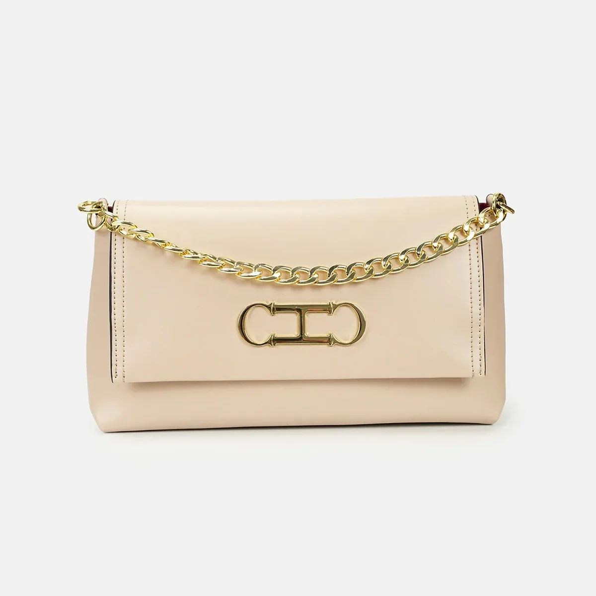 sac à bandoulière en cuir ch avec chaîne, logo et accessoires métalliques, pochette bandoulière pour événements quotidiens et soirées, sac à main tendance