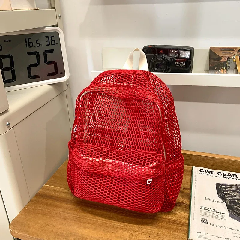 nouveautés petit sac à dos en maille sacs femmes mode couleur unie sacs à dos femmes voyage simple plage étudiant école sacs à dos