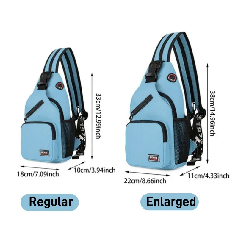 Sacs de poitrine pour femmes, sac à dos réglable et sac à bandoulière simple avec trou pour écouteurs, petit sac messager de sport de voyage Oxford pour filles