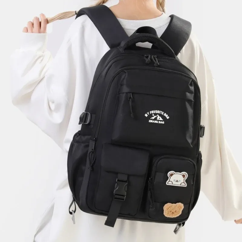 sac à dos quotidien de style coréen pour femmes, sac à dos de voyage en tissu nylon imperméable, sac d'école pour filles, sacs décontractés pour adolescents