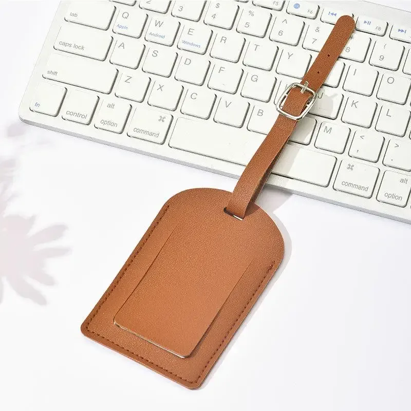 étiquette d'identification de bagage en cuir pu pour valise, porte-nom et adresse, accessoire de voyage pour femmes et hommes