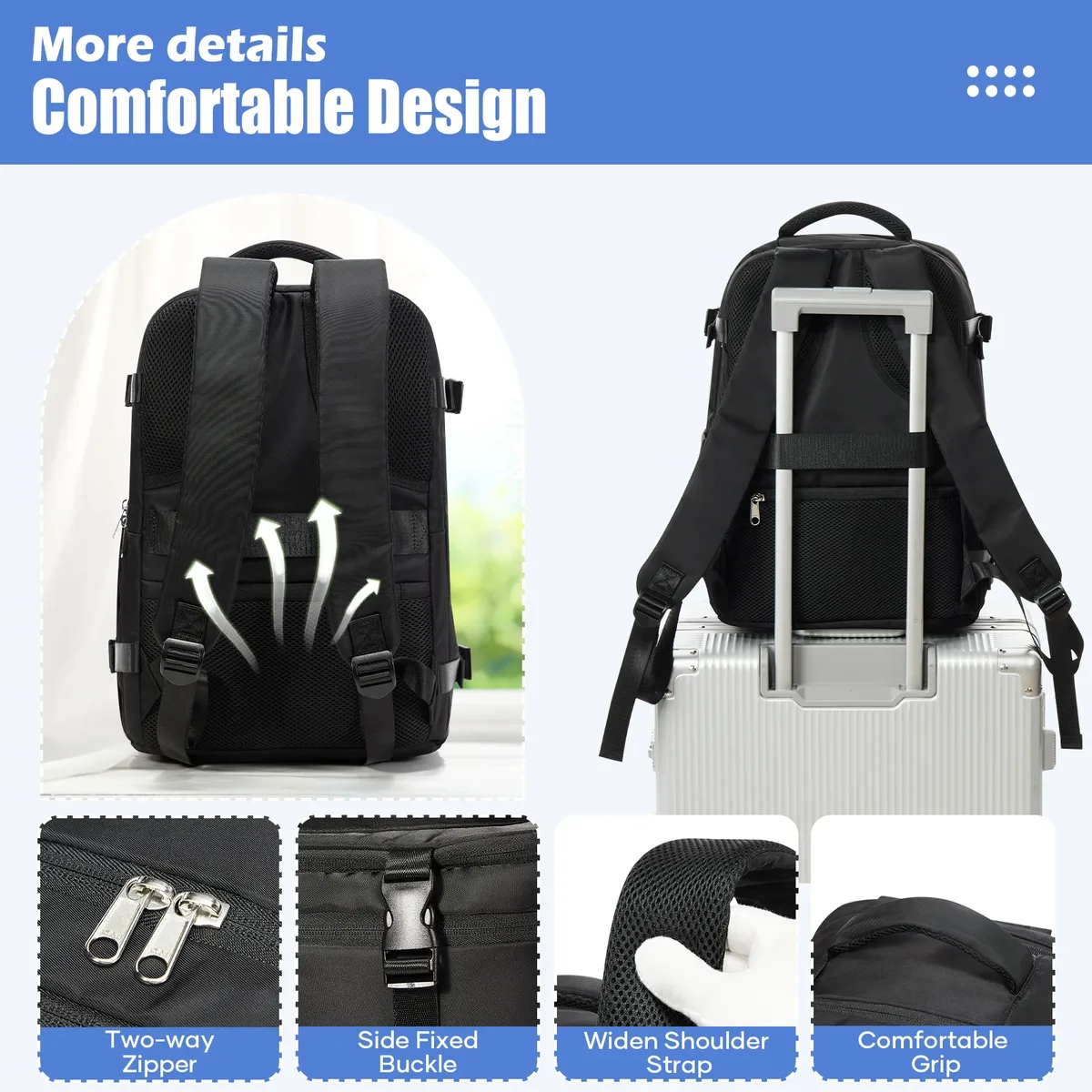 sac à dos de voyage ryanair 40x30x20, sac à dos de cabine d'avion pour easyjet wizzair, sac à dos à compression sous vide pour hommes, sac à dos pour ordinateur portable