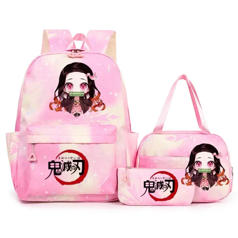 sac à dos demon slayer nezuko kamado pour adolescents, cartable de grande capacité avec sac à bandoulière pour usage quotidien, pour filles et femmes, mochilas de voyage