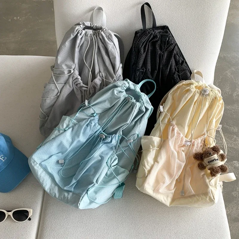 sacs à dos légers à cordon de serrage pour hommes et femmes, sacs de randonnée en plein air, sacs de voyage, sacs à dos décontractés simples pour étudiants