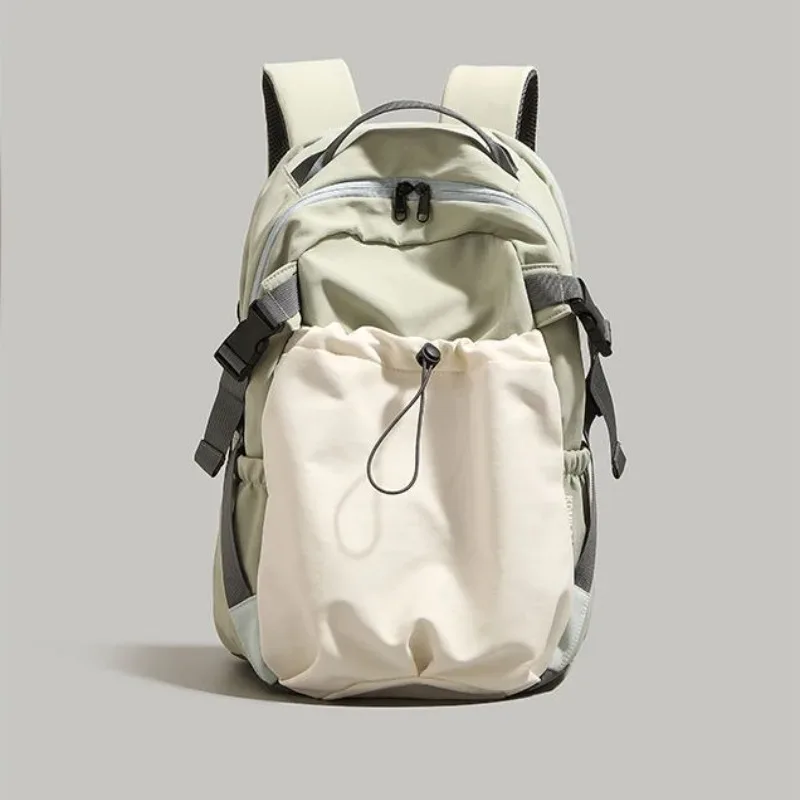 sac à dos en nylon tendance avec poche latérale à cordon de serrage, bretelles rembourrées réglables pour une utilisation quotidienne en extérieur, sac à bandoulière grande capacité