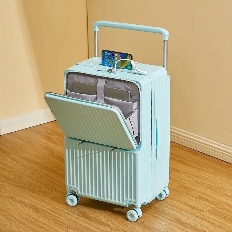 nouveau bagage à biellette large ouverture avant sac pour ordinateur portable valises de voyage multifonctions sac de cabine de 20 pouces boîtier de chariot de grande taille