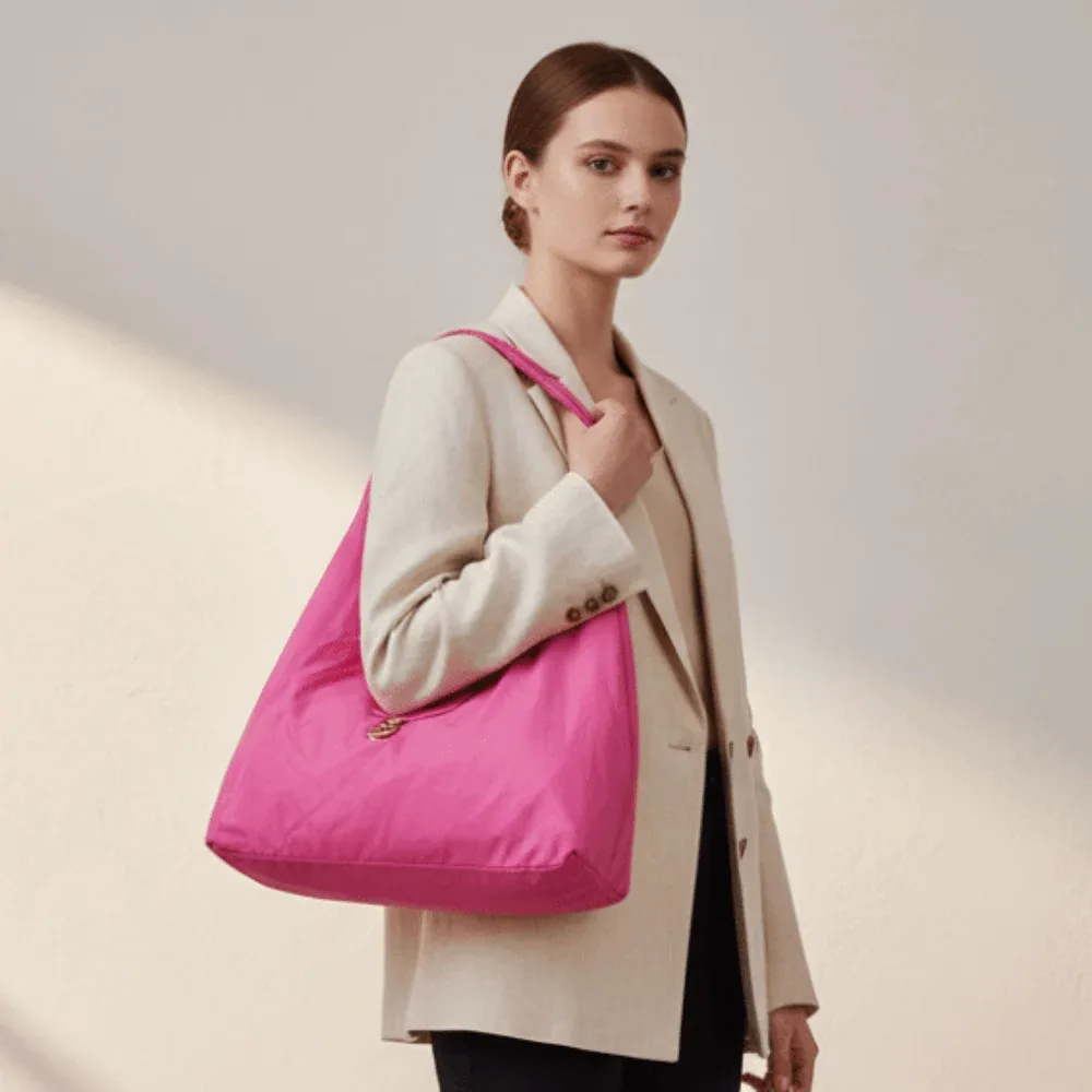 sac fourre-tout mini pliable anti-déchirure en similicuir couleur unie avec porte-clés, pochette 2-en-1 et breloque de sac, gain de place