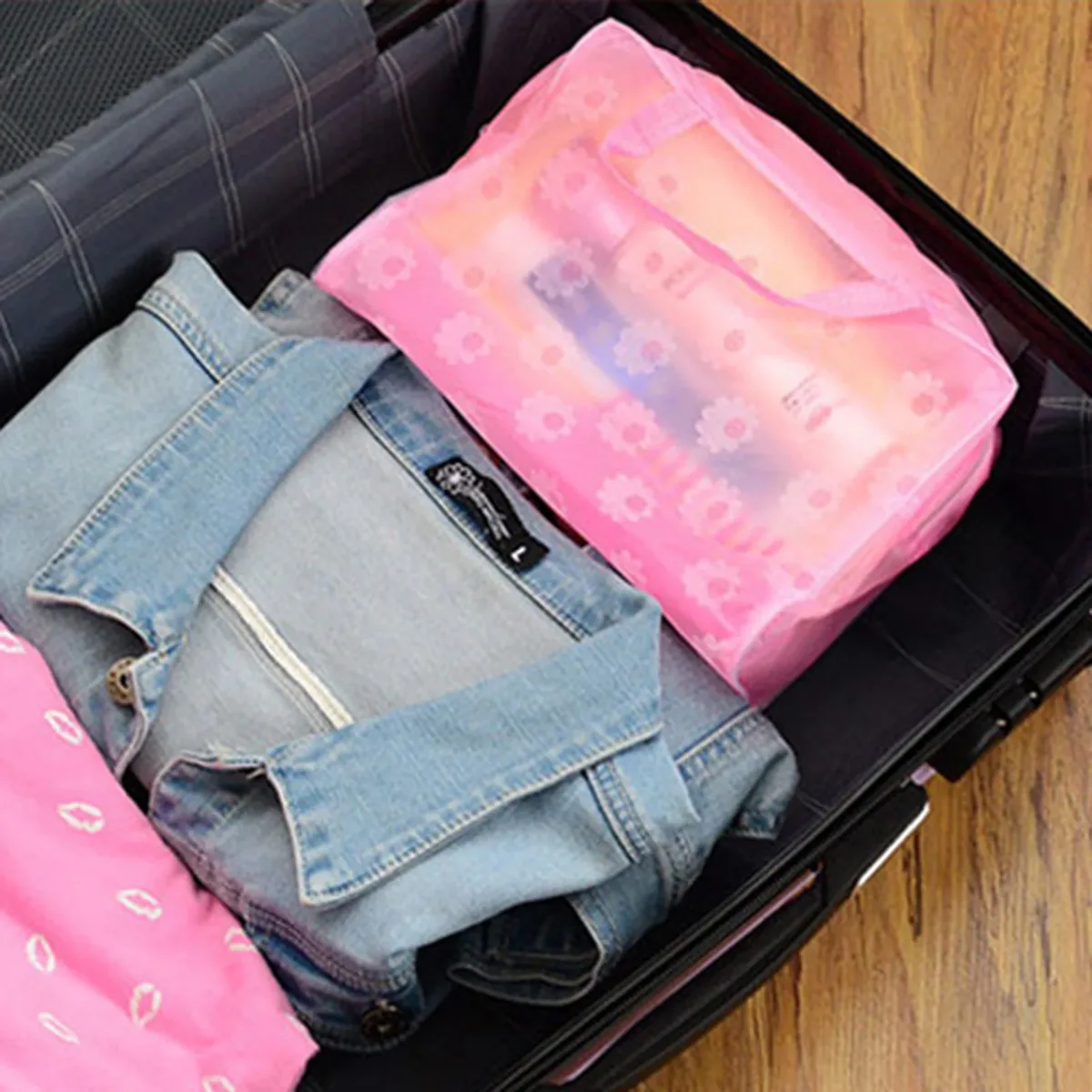sac de maquillage transparent étanche en pvc, avec fermeture éclair et poignée, pour voyage, salle de bain, rangement, organisateur de cosmétiques
