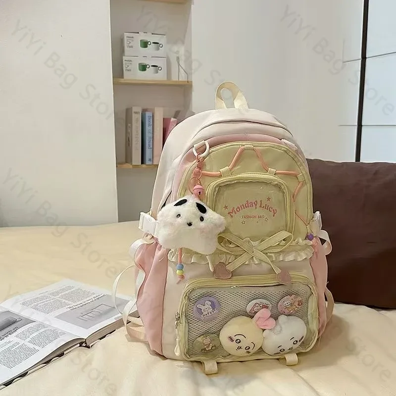 sac à dos ita bag kawaii, sac à bandoulière, ensemble de deux pièces, sac à dos scolaire pour badges et épingles d'anime, sacs à dos transparents pour étudiants