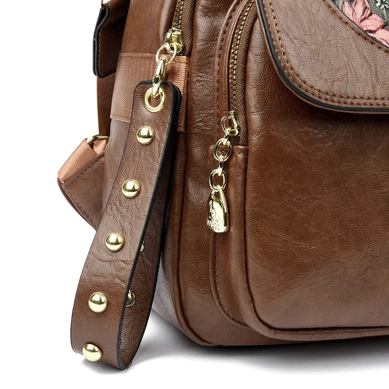 femmes de luxe en cuir véritable sac à dos décontracté dames sac à bandoulière mode grande capacité voyage femme qualité peau de vache sac à dos