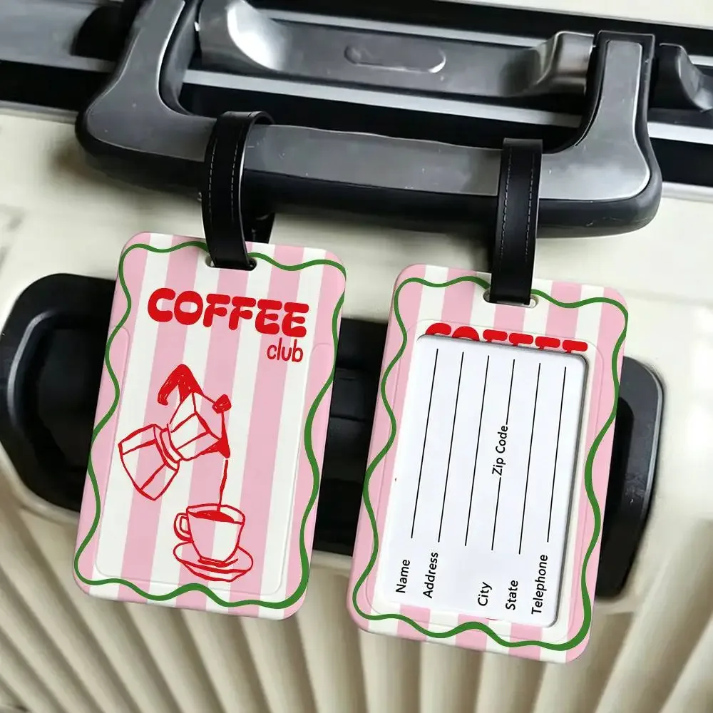 cafetière à espresso italienne, étiquette d'identification de bagages en pvc, porte-carte d'informations anti-perte, étiquette de nom pour valise de voyage