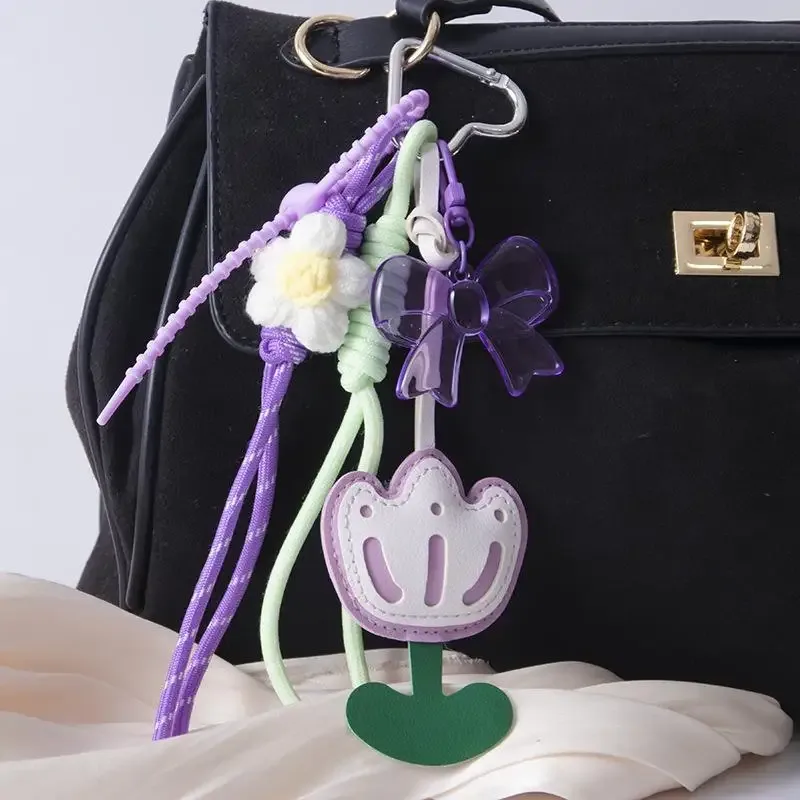 modish cuir miniature ours tissé laçage sac à dos parure bricolage porte-clés sac à main ajout