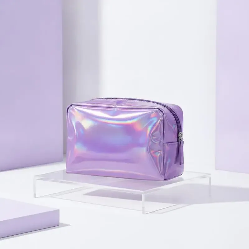 sac cosmétique laser couleur unie, étanche, portable, pour rangement de produits de toilette, sac cadeau maquillage, pochette de maquillage, organiseur de cosmétiques de voyage