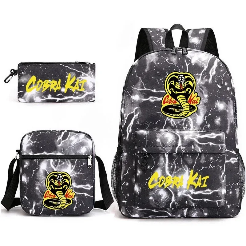 cobra kai sac à dos cartable sac à bandoulière trousse à crayons ensemble cadeau pour enfants étudiants