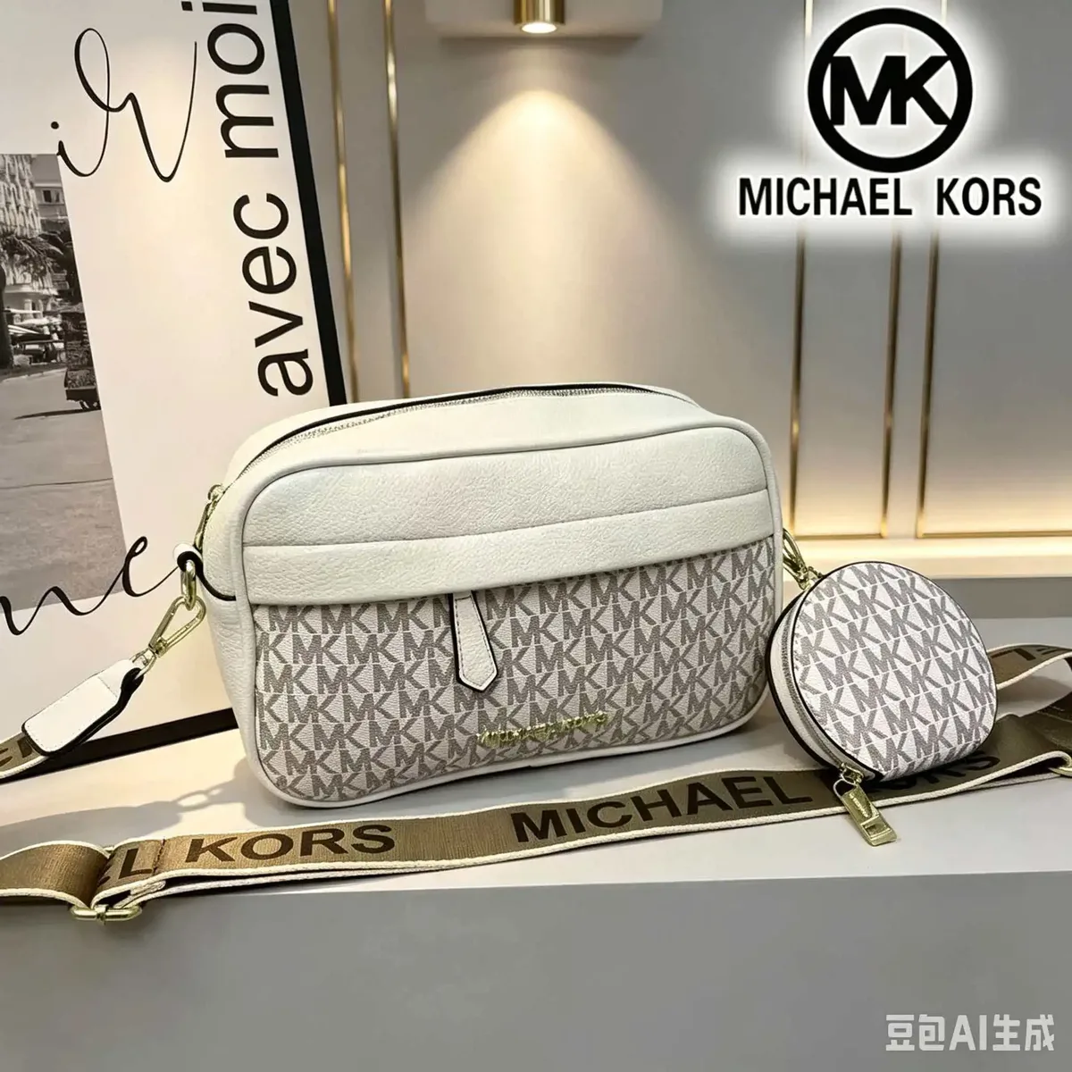 sac bandoulière michael kors jet set light luxury travel print pour femme, nouvelle arrivée, sac multifonctionnel pour appareil photo