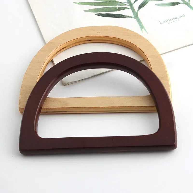 sac en bois simple et élégant, poignée en forme de d, pièces de rechange, portefeuille, sac à main, poignée de sac artisanal, 2 pièces