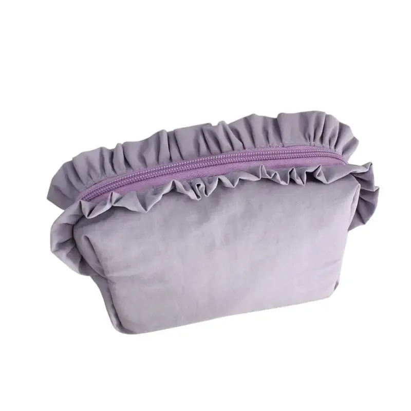 sac à cosmétiques à volants multicolores, pochette de maquillage mignonne avec fermeture éclair, sac de rangement de voyage portable pour femmes et filles