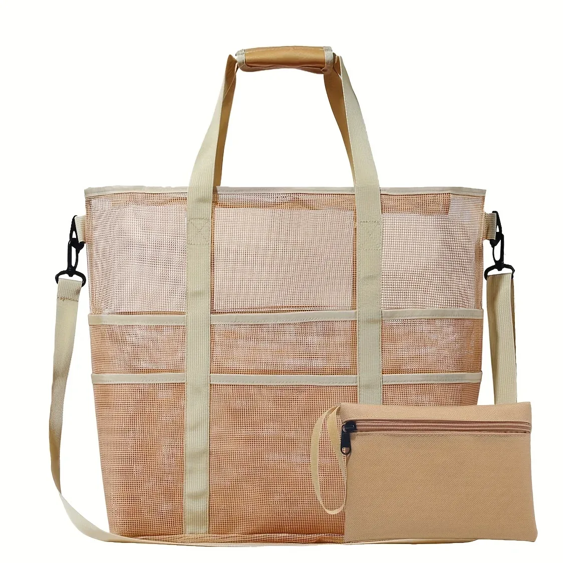 sac de plage en maille portable grande capacité, sac fourre-tout à bandoulière pour vacances d'été, natation et voyage