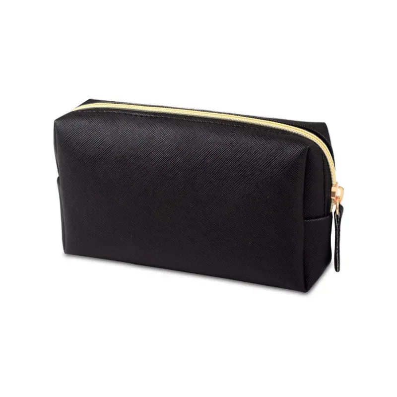 trousse cosmétique étanche en cuir pu, trousse de toilette portable, trousse de maquillage à fermeture éclair, document solide, poudres de maquillage, trousse de voyage