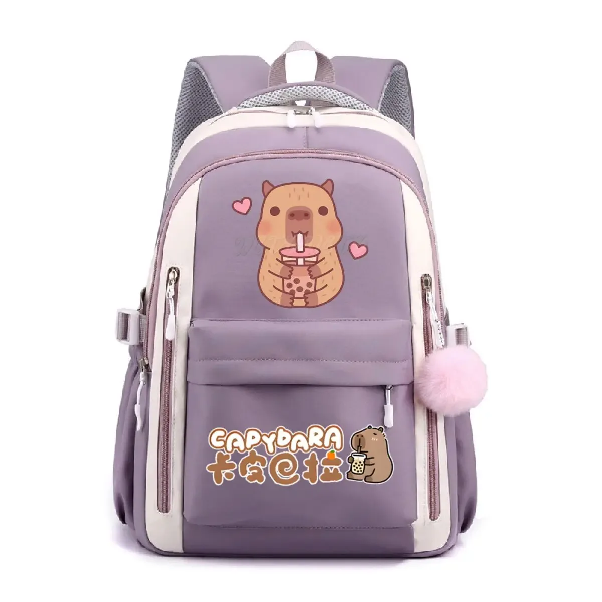 sac à dos d'école pour filles mignon capybara & bubble tea imprimé cartables femmes filles sacs d'école décontractés sac à dos de voyage à la mode