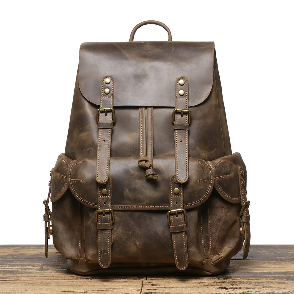sac à dos vintage en cuir de vache véritable fait main pour homme, voyage, école, collège, décontracté, rétro, élégant, unique
