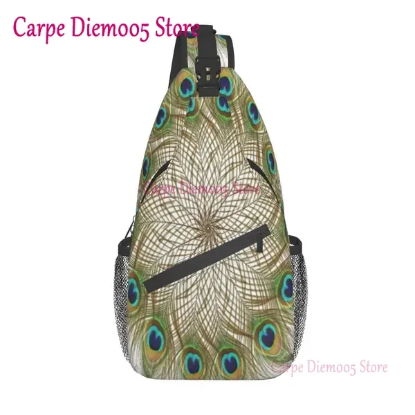 sac à bandoulière plume de paon, sac à dos de randonnée, sac de jour, sac de poitrine, sac à bandoulière pour femmes et hommes