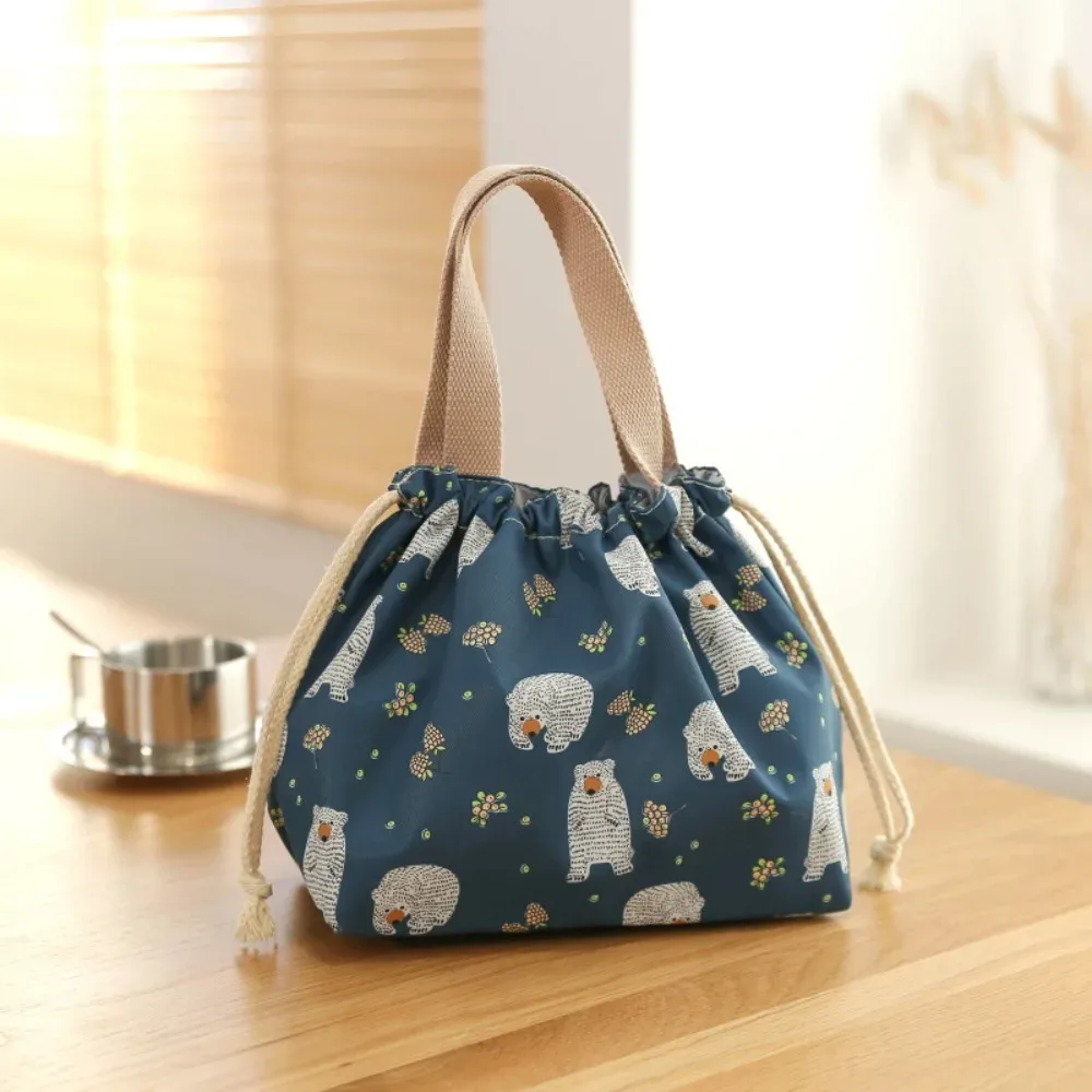 nouveau sac à sangle à cordon en nylon impression de dessin animé sac de repas de stockage mignon sac fourre-tout