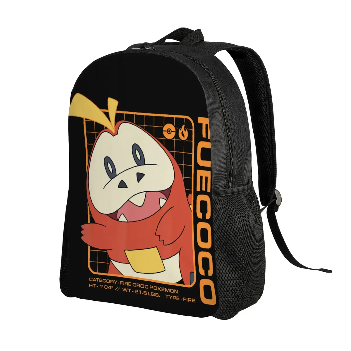 Sacs à dos Pokemon Fuecoco Stats Daypack mochila Journey Retro Sac à dos lavable