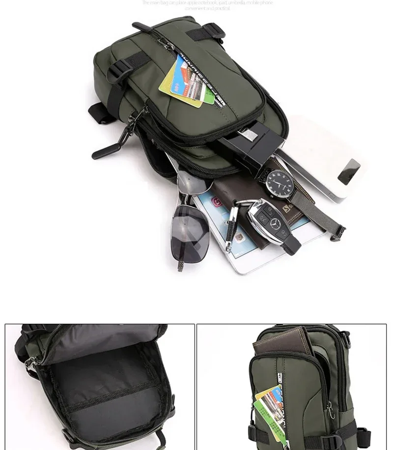 hommes mini sac à dos fronde bandoulière sac à bandoulière sac à dos avec port de chargement usb voyage nylon mâle côté messager poitrine sac pack