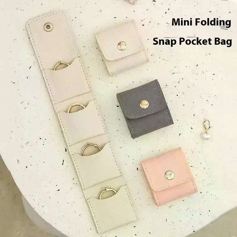 sacs de rangement pliants pour bijoux, jolis petits sacs en microfibre à fermeture à pression, boucles d'oreilles, bagues, colliers à breloques, pochettes cadeaux