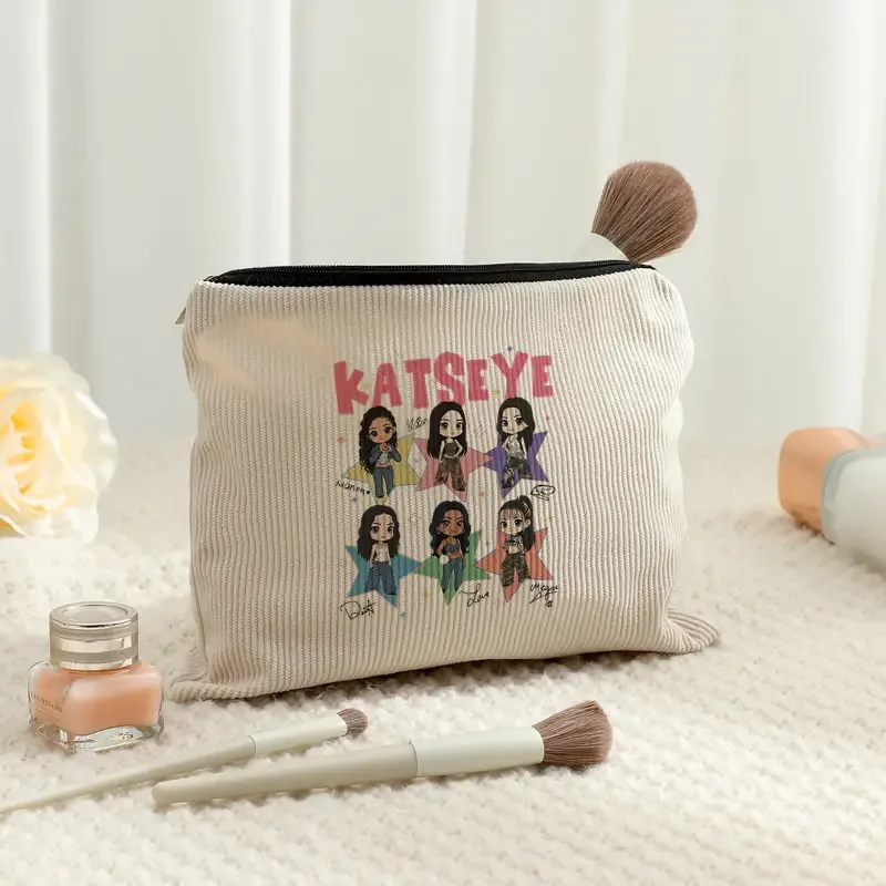 katseye world tour – trousse de maquillage en velours côtelé, trousse de toilette légère, multifonctionnelle avec fermeture éclair, sacs de rangement pour femmes, cadeaux pour fans