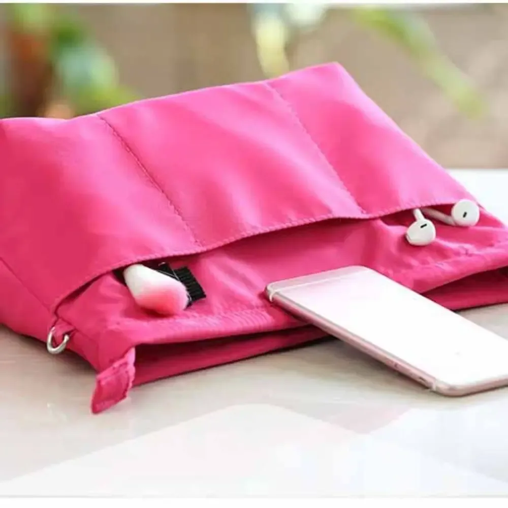 sac à main multi-poches pour femmes, organisateur de cosmétiques vintage, sac à insérer avec fermeture éclair, sacs de rangement multifonctionnels de couleur unie