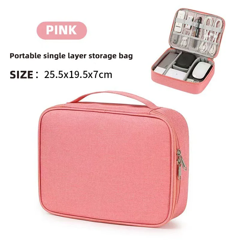 sac de rangement numérique portable de voyage double couche, câble de données, câble de chargement d'alimentation mobile, accessoires, boîte de rangement multifonction